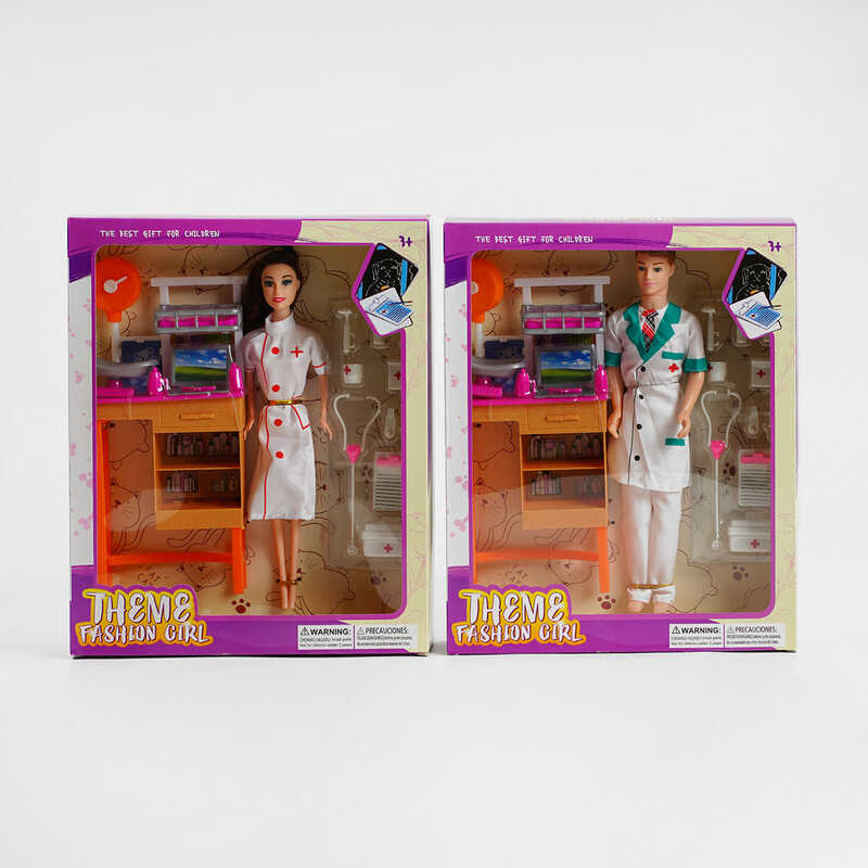 Лялька CH 3479 (60/2) "Ветеринарна клініка", 2 види, меблі, аксесуари, у коробці