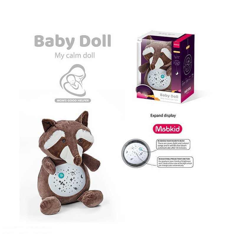 Нічник MBQ 661-11 A (18) “Єнот”, підсвічування, мелодії, проєктор, в коробці