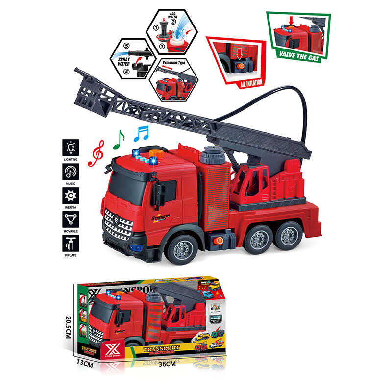 Машина "Пожежна охорона" 688-8 , світло, звук, висувна драбина обертається на 360°, помпова подача води , коробка