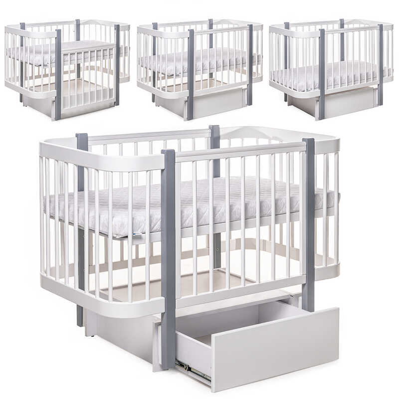 гр Ліжечко БУК "Світанок" колір біло-сірий, з шухлядою DS-9012 (1)