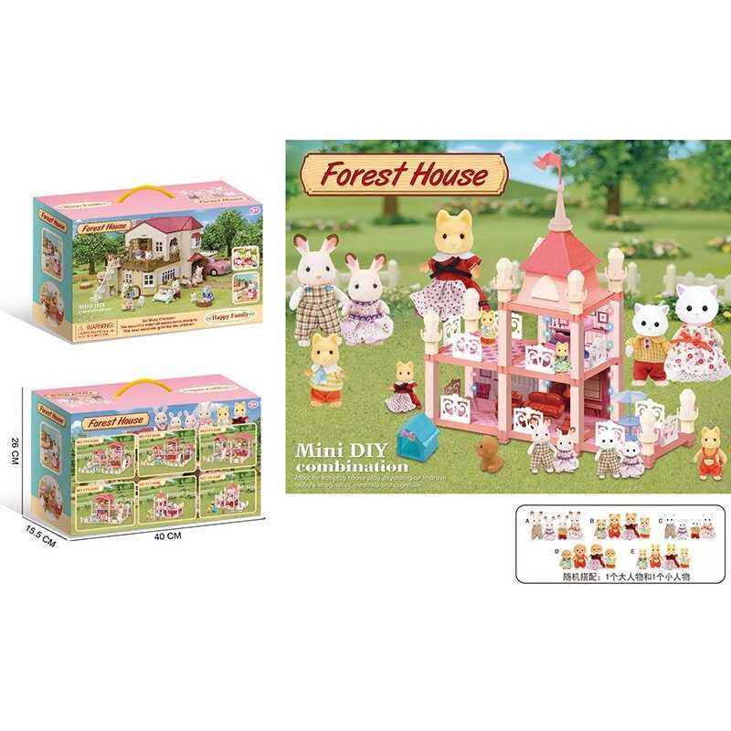 Будиночок 111-434 F (24/2) 2 флоксові тварини, підсвічування, меблі, в коробці