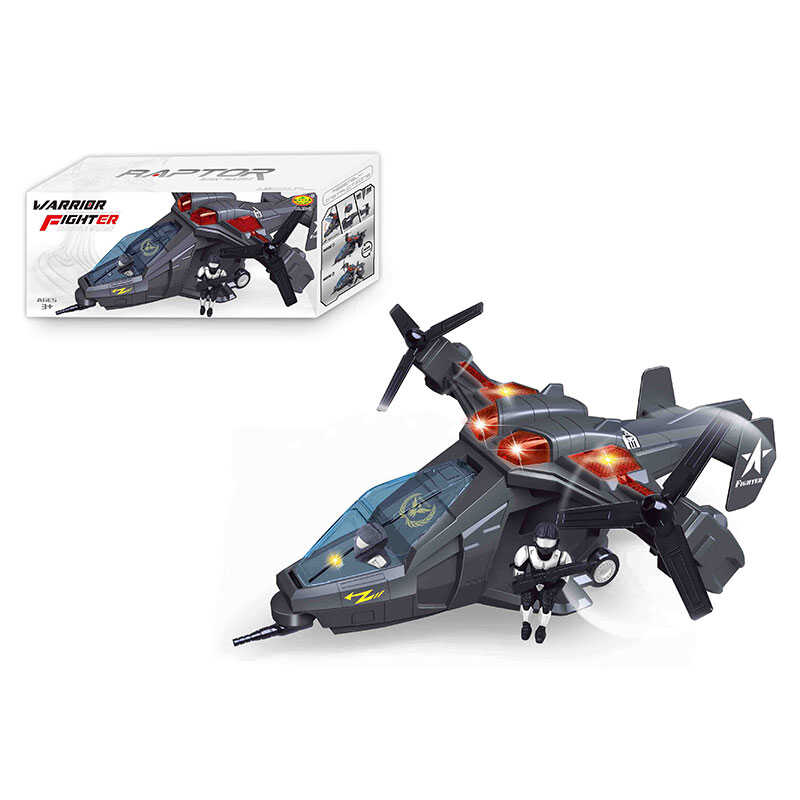 Літак 286-12 (48/2) звук, підсвічування, колесо вільного ходу, автоматичне обертання лопастей, фігурки, в коробці