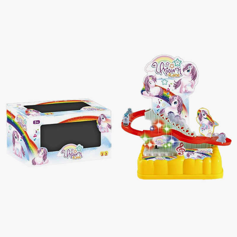 Трек 0912-7 (96/2) “Єдинороги”, підіймач на батарейках, музика, підсвітка, 3 фігурки, автоматичний підіймач, в коробці