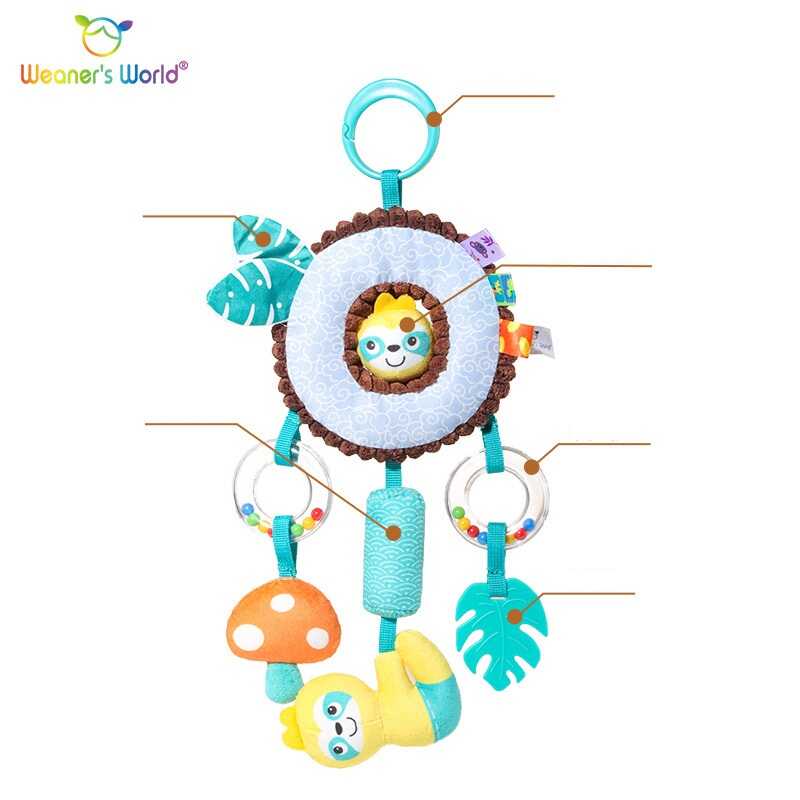 Брязкальце C 75375 (75) "Лінивець", пискавка, мелодія вітру, шелесткі елементи, кільце для підвішування, в пакеті