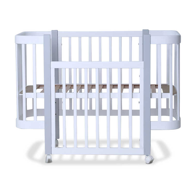 гр Ліжечко дитяче "МІЯ" (1) бук, шарнір-підшипник, опускна боковина (біле+сіра стійка)