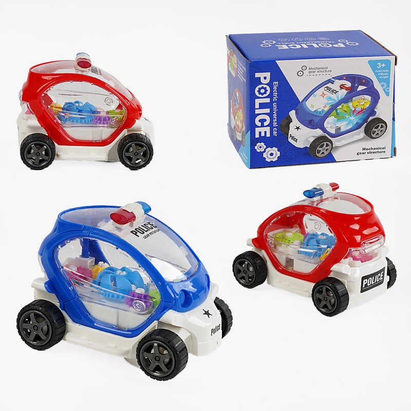 Машинка 8899-136 (168/2) 2 кольори, "Поліція", підсвічування, звук, колесо вільного ходу, рухомі шестерні, в коробці