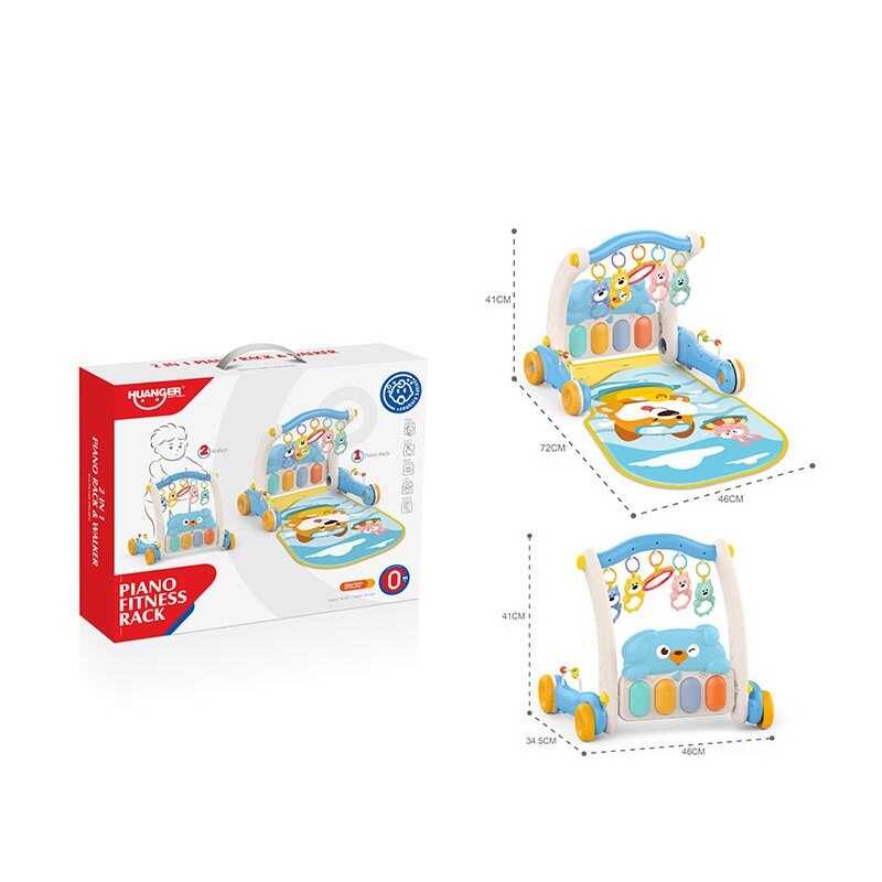 Ходунки HE 0612 (12) 2в1, килимок, музична панель, музика, підсвічування, 5 підвісок, люстерко, брязкальця, в коробці