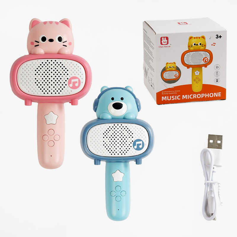 Мікрофон C 575-10 B/11B (36) 2 види, колонка, мелодії, пісні, фрази, підсвічування,USB-кабель, в коробці