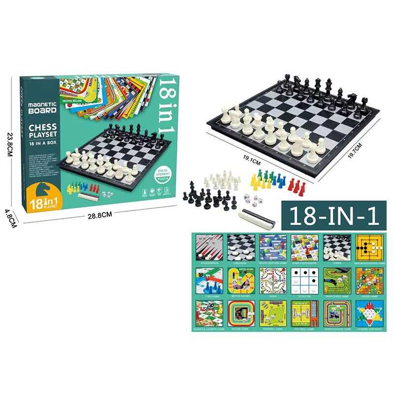 Гра 2614 BC (36/2) 18в1, ігрові поля, ігрові елементи, дев'ять людей морріса, хрестики-нулики, шахи, шашки, космічна гра, лудо, автоперегони, manji, змії та драбини, бейсбол, в коробці