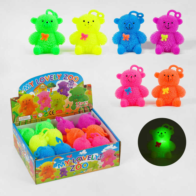 Гра антистрес C 60452 (24) ЦІНА ЗА 12 ШТУК В БЛОЦІ, "Ведмедик", підсвічування