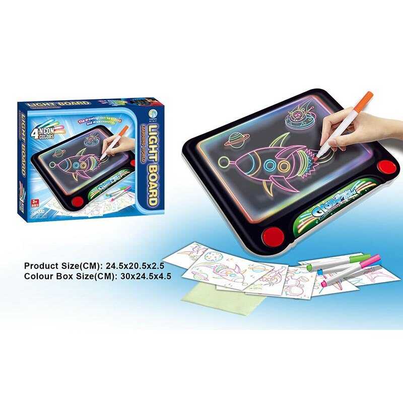 Дошка для малювання YM 27 (72/3) підсвічування, 4 маркери, 6 трафаретів, в коробці