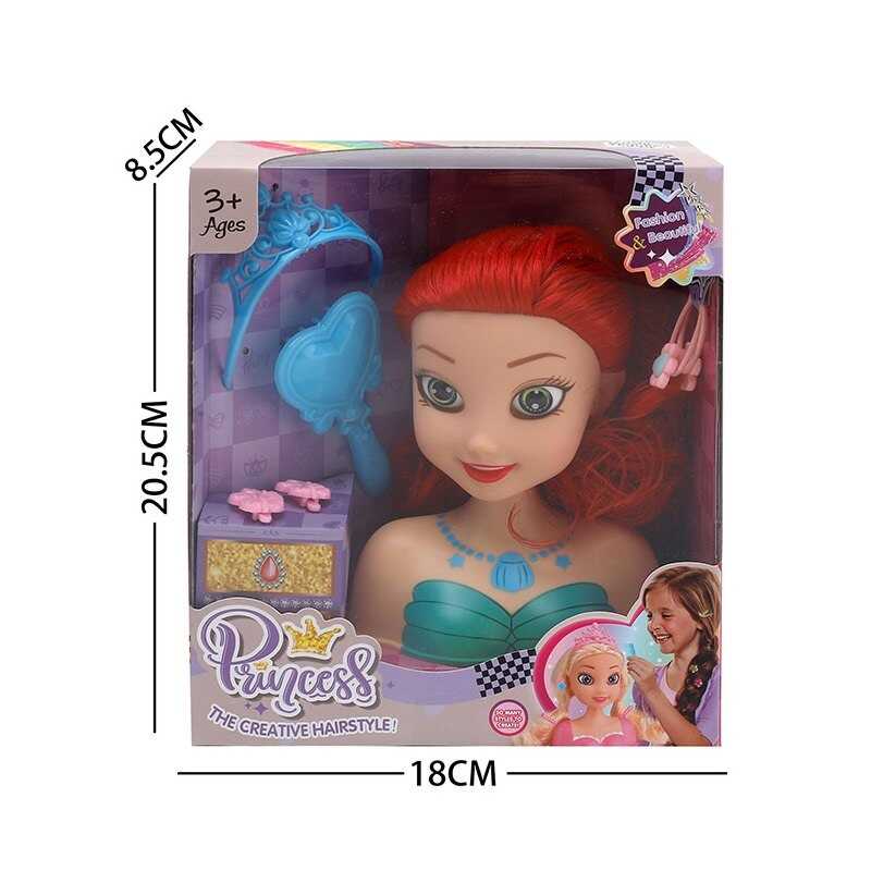 Манекен для зачісок LK 1714 G (96/2) аксесуари, гребінець, корона, в коробці