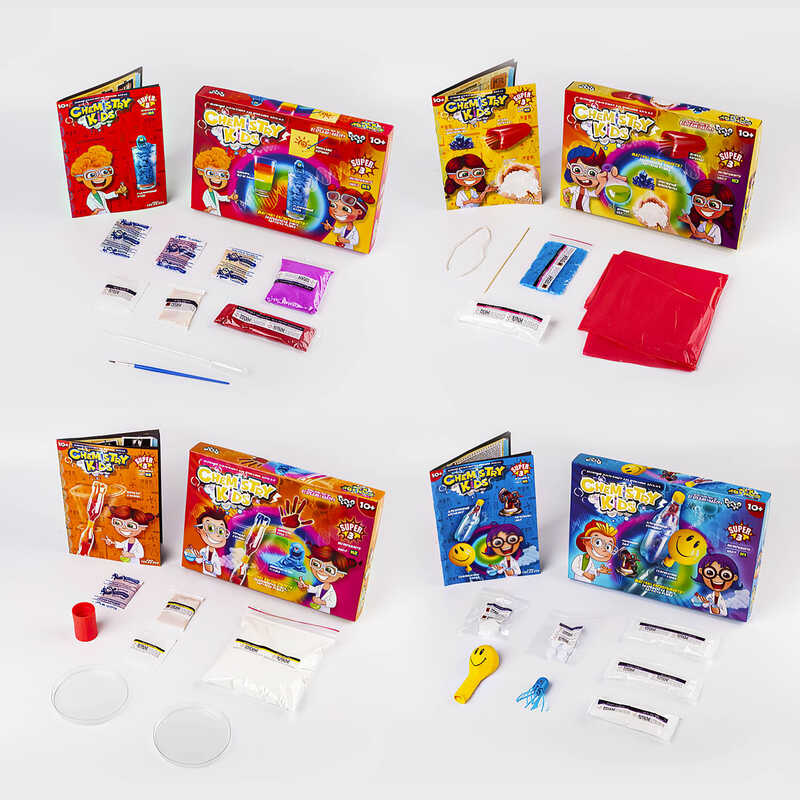 гр Набір для проведення дослідів "ЕКОНОМ CHEMISTRY KIDS" CHK-02-01U,02U,03U,04U 8 видів УКР. (8) "Danko Toys" ВИДАЄТЬСЯ МІКС ВИДІВ