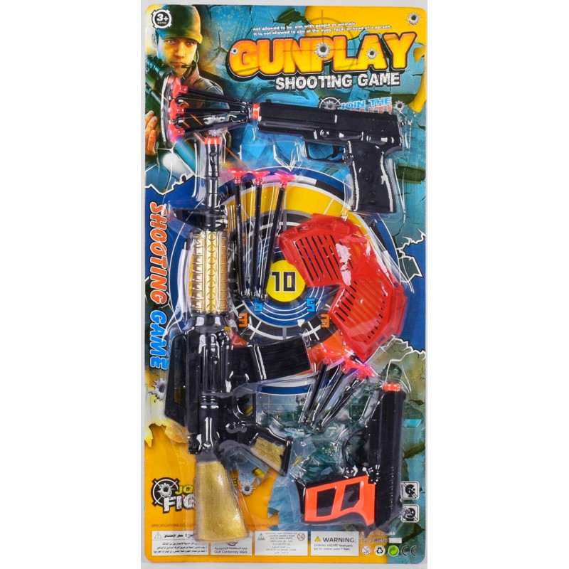 Набір військового 809-11 /12/13 , 13 елементів, автомат, 2 пістолети, 9 патронів на присосці, окуляри, на листі