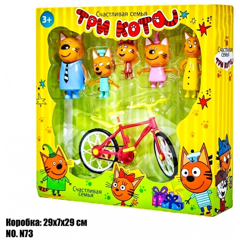 Герої «Три кота» + велосипед N73 /5 шт/, коробка