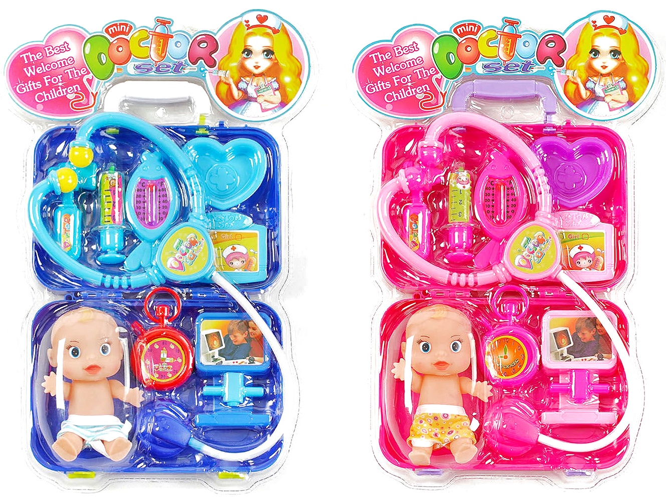 Набір лікаря 3 А 318, 2 кольори, пупс, валіза, в слюді