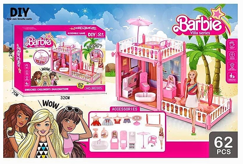 Будиночок BB 2005 «Barbie», 62 деталей, лялька, меблі, в коробці