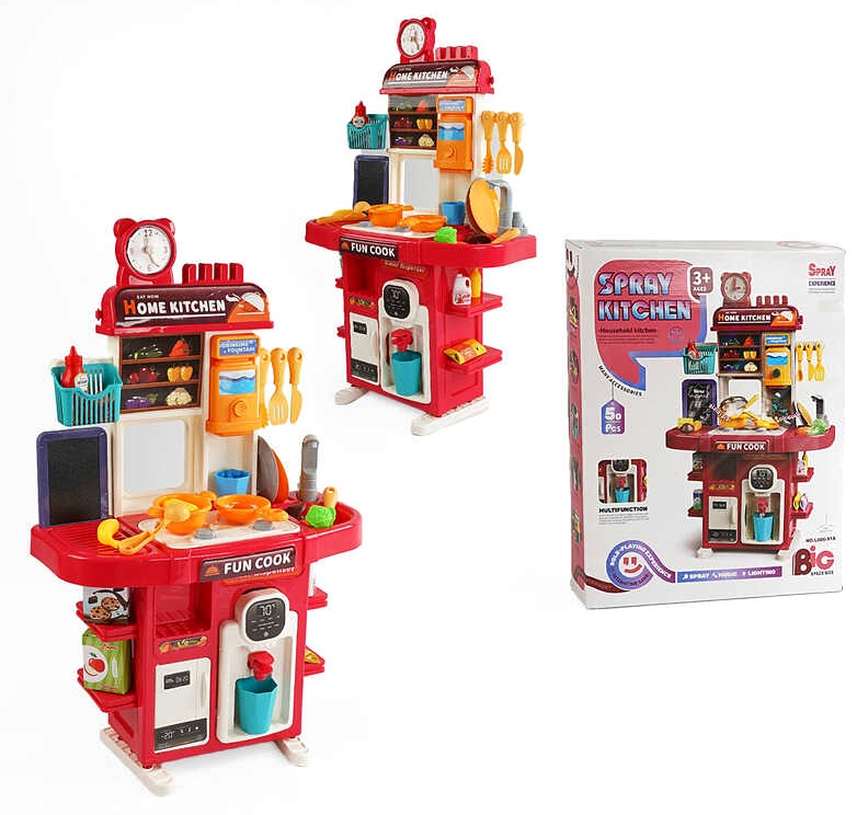 Кухня L 666-91 A , 50 елементів, висота - 77 см, звук, підсвічування, кулер, холодильник, генератор льоду, парогенератор, ллється вода з крана, посуд, продукти, наліпки, в коробці