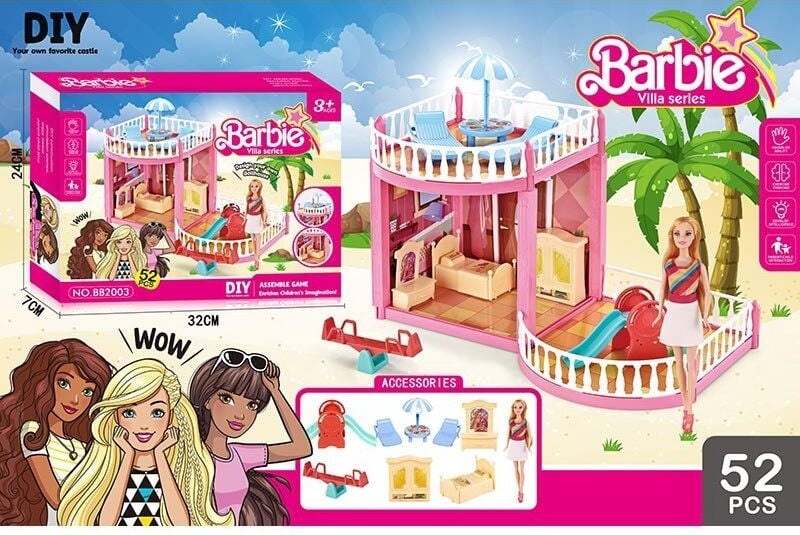 Будиночок BB 2003 «Barbie», 54 деталей, лялька, меблі, в коробці