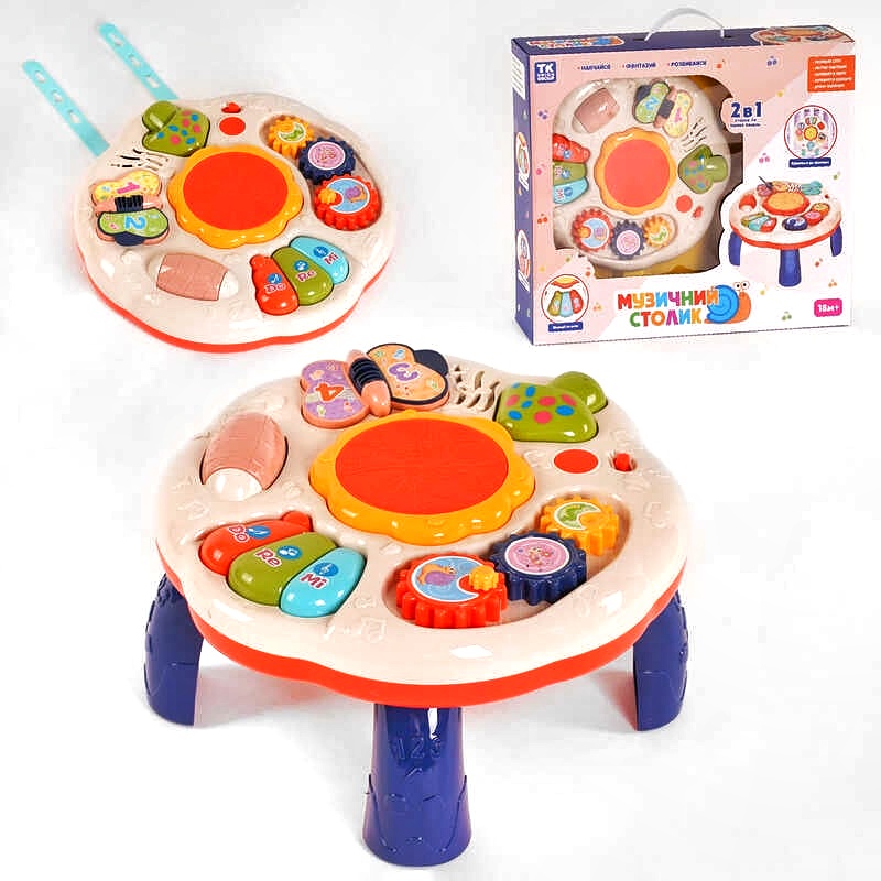 Ігровий музичний столик 14848 (12) "TK Group", 3в1, підсвічування, звуки, мелодії, піаніно, в коробці