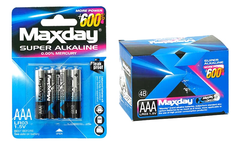 Батарейки “Maxday” C 57144 , ЦІНА ЗА 48 ШТУК В БЛОЦІ Alcaline, мініпальчикові, АAА 1.5V