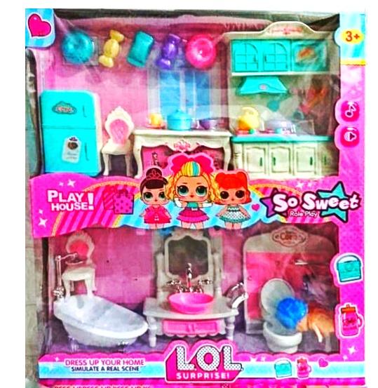 Лялька «LOL» - кухня с ванной 420M коробка, звук, подсветка, унитаз