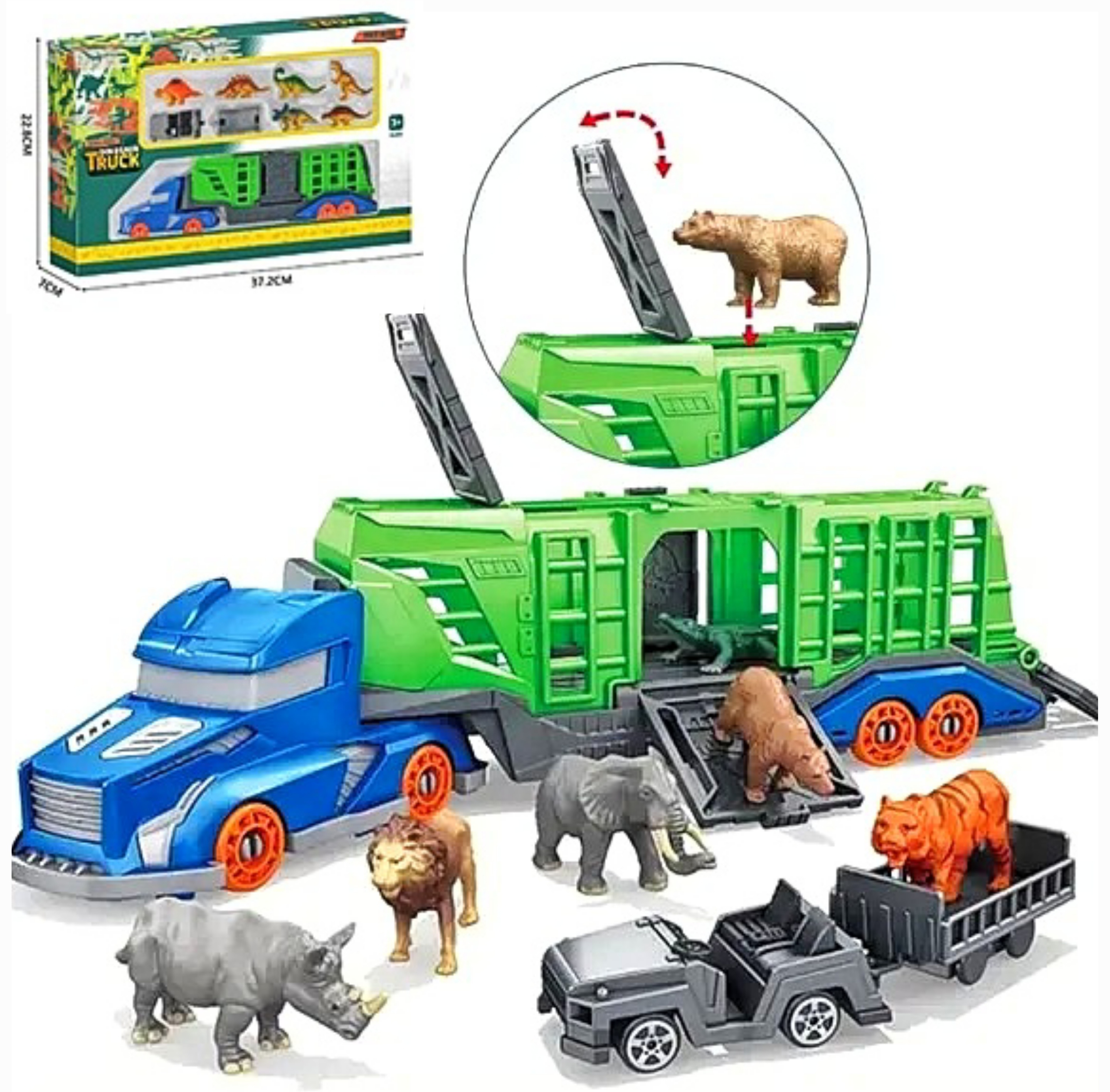 Трейлер з тваринами SY9932/9933 , 2 види, інерція, 6 фігурок , в коробці