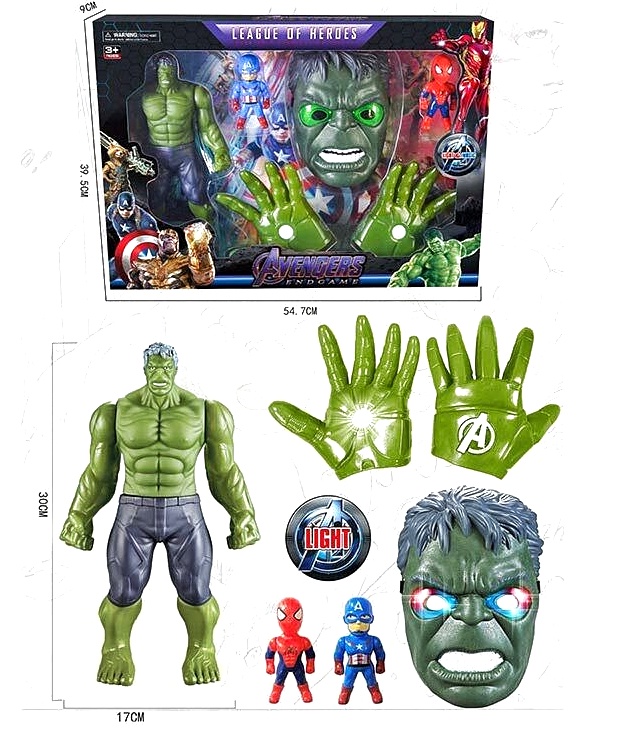 Герой - набір «Халк» 839-11 Y , світло, 3 фігурки, аксесуари, в коробці