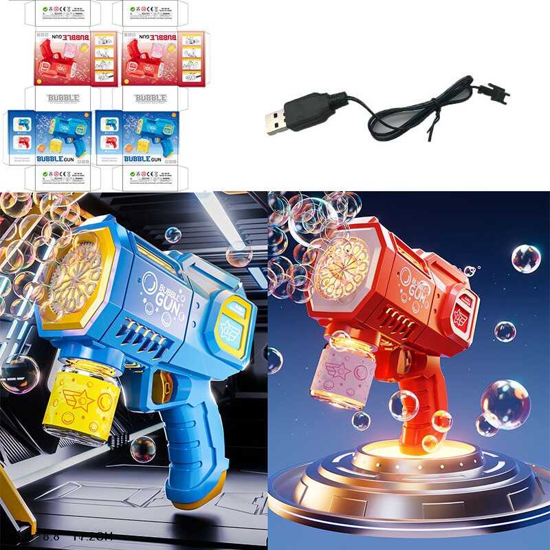 Пістолет з мильними бульбашками 66-56 (60) 2 види, розмір -15х7х16.5 см, акумулятор 3.7 V, USB - кабель, мильний розчин, наліпки, в коробці