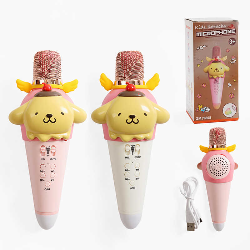 Мікрофон GMJ 9808 (60) 2 види, Type-C, Bluetooth, зміна голосу, динамік, AUX, роз’єм для TF карти, підсвічування, в коробці