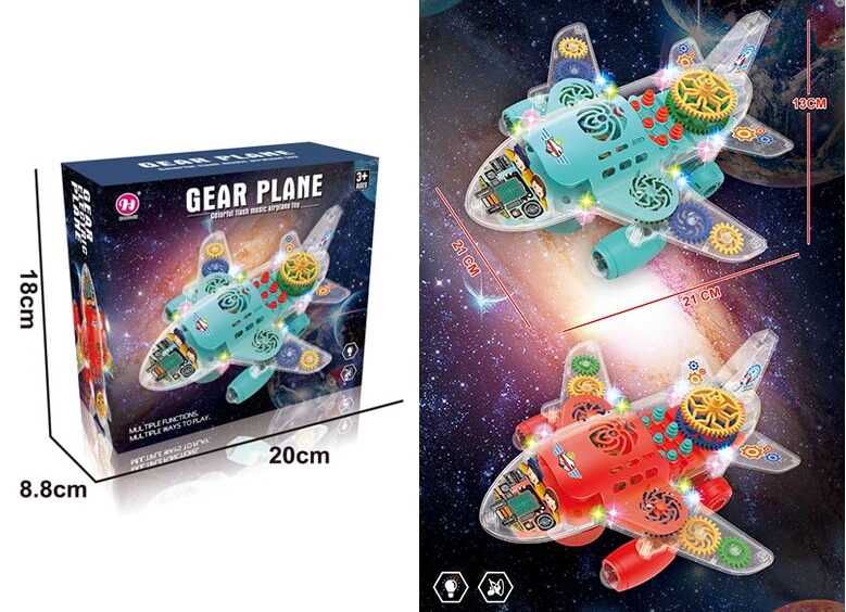 Літак HJ 628 (72/2) 2 кольори, 3D підсвічування, звуки, мелодія, колеса вільного ходу, в коробці