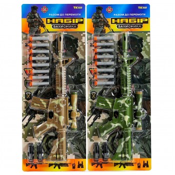 Автомат 30861/ 001-A52, 2 кольори, м’які патрони з присоскою, підставка для мішені, на листі