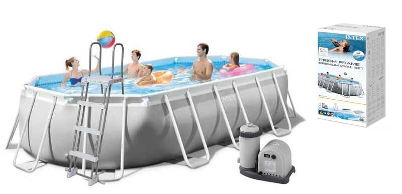 Intex Басейн каркасний 26796 NP (1) об'єм:18202л, розмір:503х274х122см, сходи, насос-фільтр 5678 л/год, скіммер, в коробці