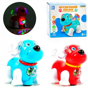 Іграшка музична "Собачка"  56499, ОЗВУЧУВАННЯ УКРАЇНСЬКОЮ МОВОЮ, 2 кольори, колесо вільного ходу, підсвічування, диско-куля, пісня, розмовляє, в коробці