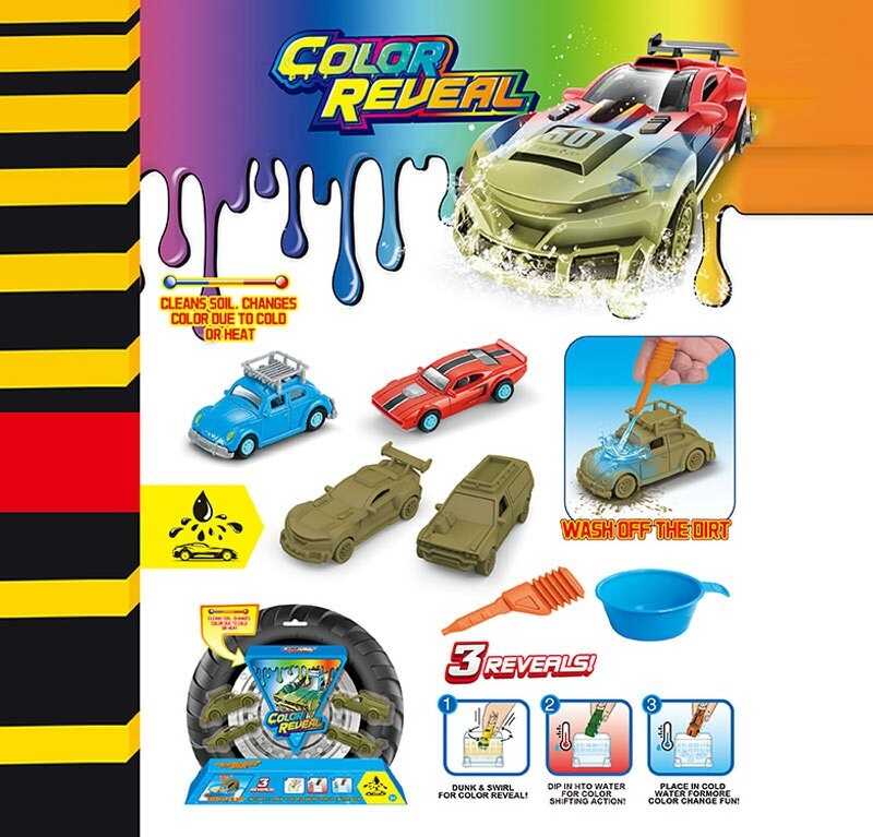 Набір машин SK-S 12 (72) 4 машинки, металопластик, змінюють колір, черпак, піпетка, на листі