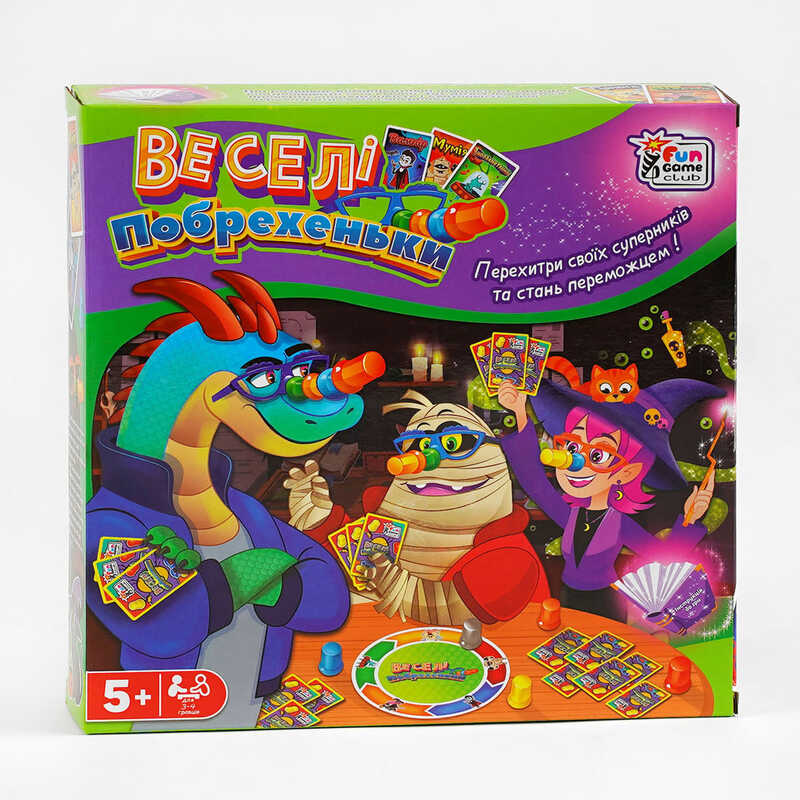 гр Настільна гра “Веселі побрехеньки” 32777 (12) "4FUN Game Club", 24 картки, 4 окулярів, 11 ковпачків, в коробці