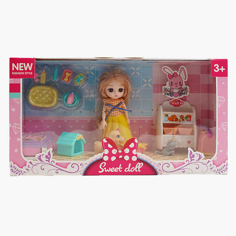 Лялька R 100-155-33 (48/2) 15 см, імітація скляних очей, шарнірні суглоби, аксесуари, в коробці