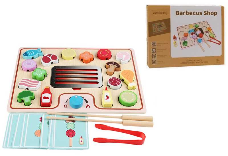 Вкладиші C 74297 (48) дерев’яні, щипці, картки із завданнями, 2 палички, фігурки, в коробці