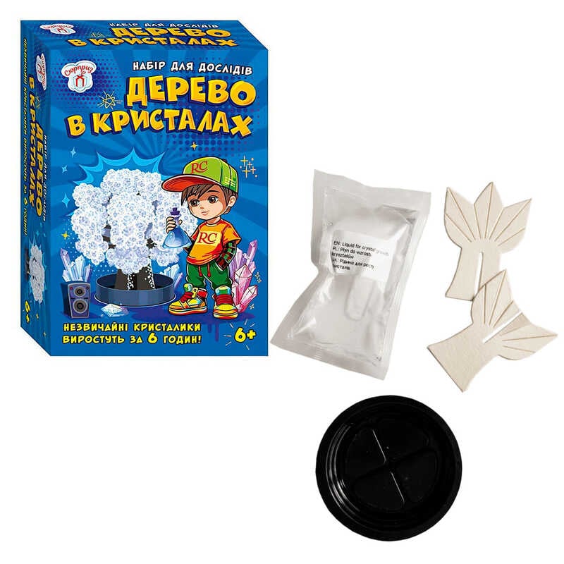 гр Набір для експериментів "Дерево в кристалах (біле)" 10114177У (95) "Ранок", розчин, основа, в коробці