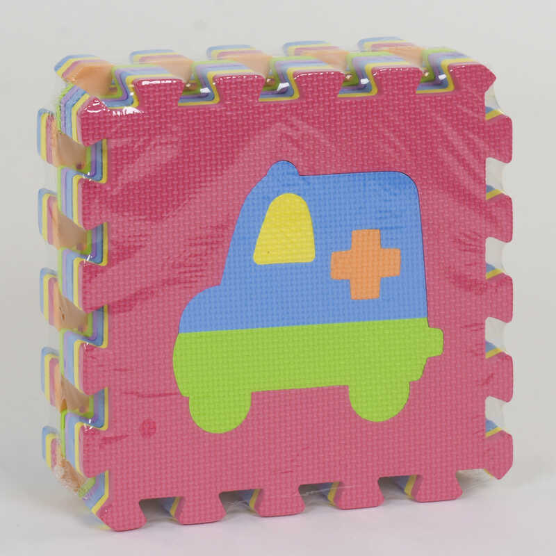 Килимок-пазл EVA Транспорт С 36607 (24) масажний, 9 ел. в упаковці, 30х30см