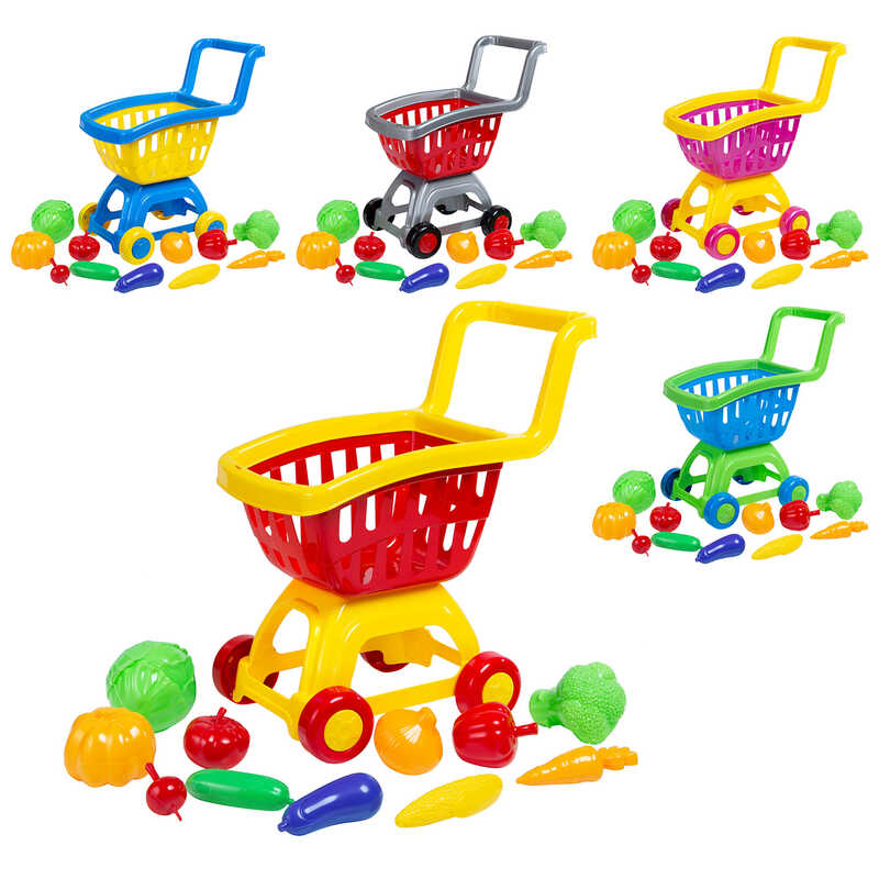 гр Набір дитячий "Візочок з овочами " 010/5 (5) "BAMSIC", розмір -  47х24х43 см, 11 овочів