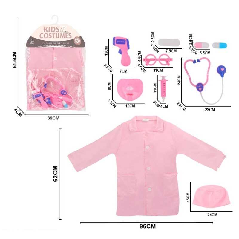 Набір лікаря MJS 006-1 (96/2) халат лікаря, шапочка, стетоскоп, шприц, термометр, 2 пігулки, в пакеті