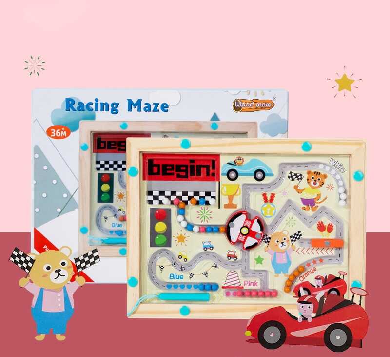 Дерев'яна магнітна гра C 71006 (48) магнітна ручка, кульки, в коробці