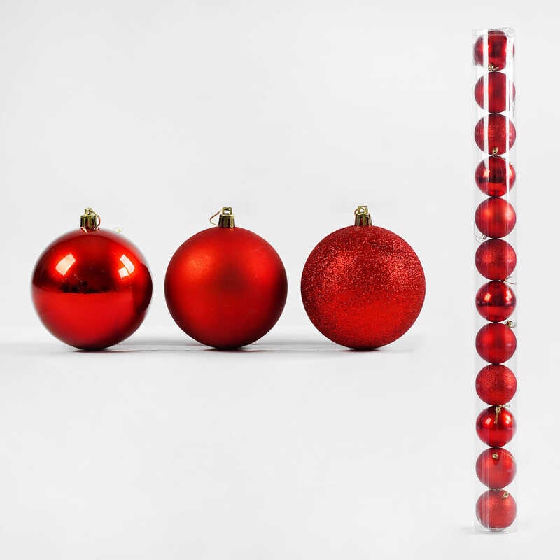 Новорічні прикраси D 35089 (60) 12 штук, кулька, D = 6 см, у слюді