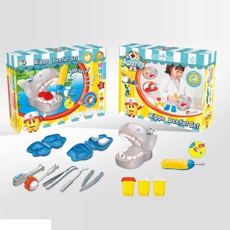 Тісто для ліплення DR 005 (24/2) "Бегемотик", набір стоматолога, в коробці