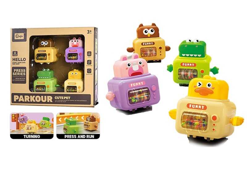 Заводна гра HY 87 (36/2) 4 штуки, заводний механізм, тріскачка, брязкальце, в коробці