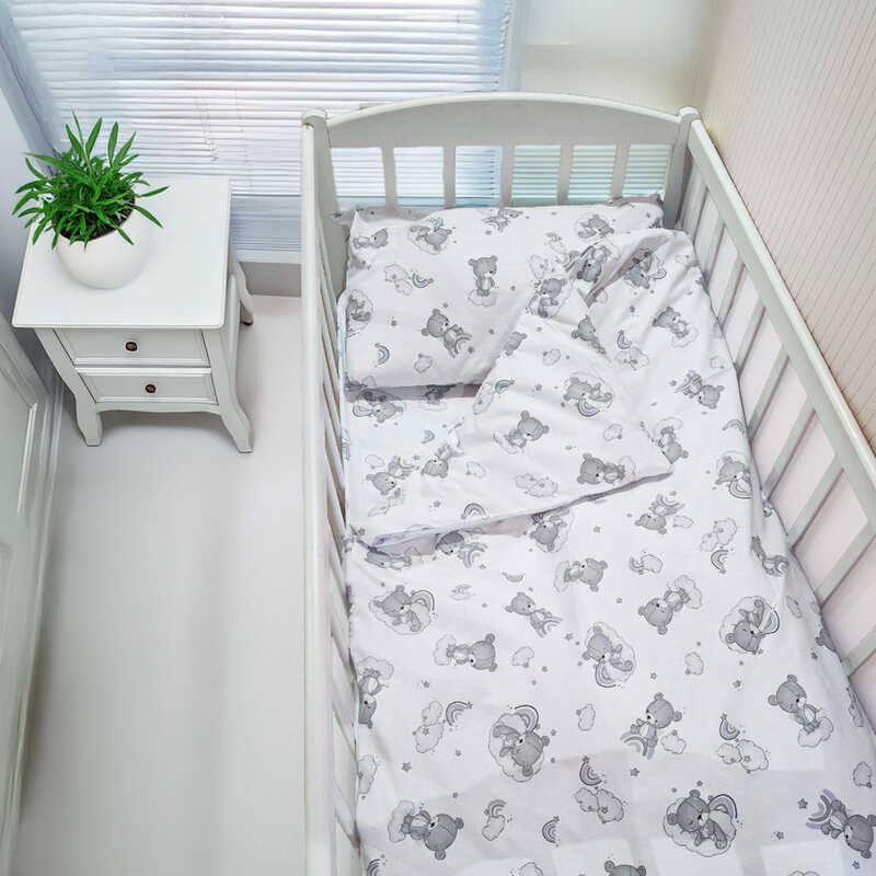 гр Змінний комплект постільної білизни "Ведмежа на хмаринці" 15357 (1) тканина БЯЗЬ Gold Lux, розмір 120*60 см "Bimbo"