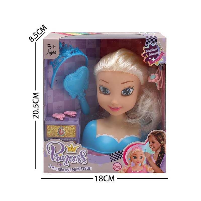 Манекен для зачісок LK 1714 F (96/2) аксесуари, гребінець, корона, в коробці