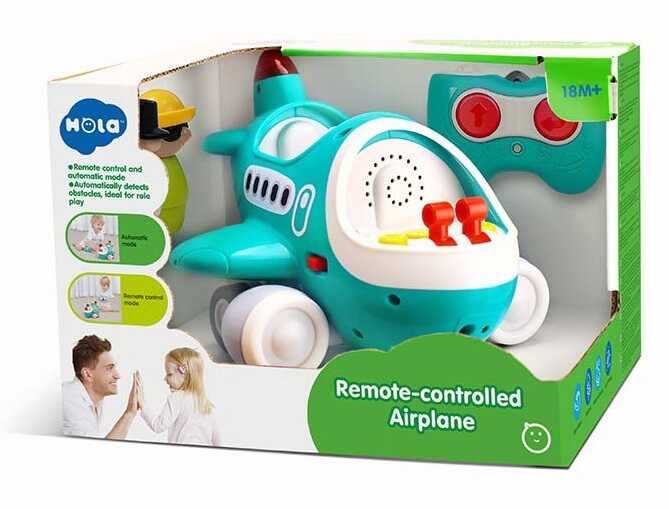 Літак на радіокеруванні НЕ 999500 (12) "Hola", 2 фігурки, рухомі деталі, світло, звук, на батарейках, у коробці