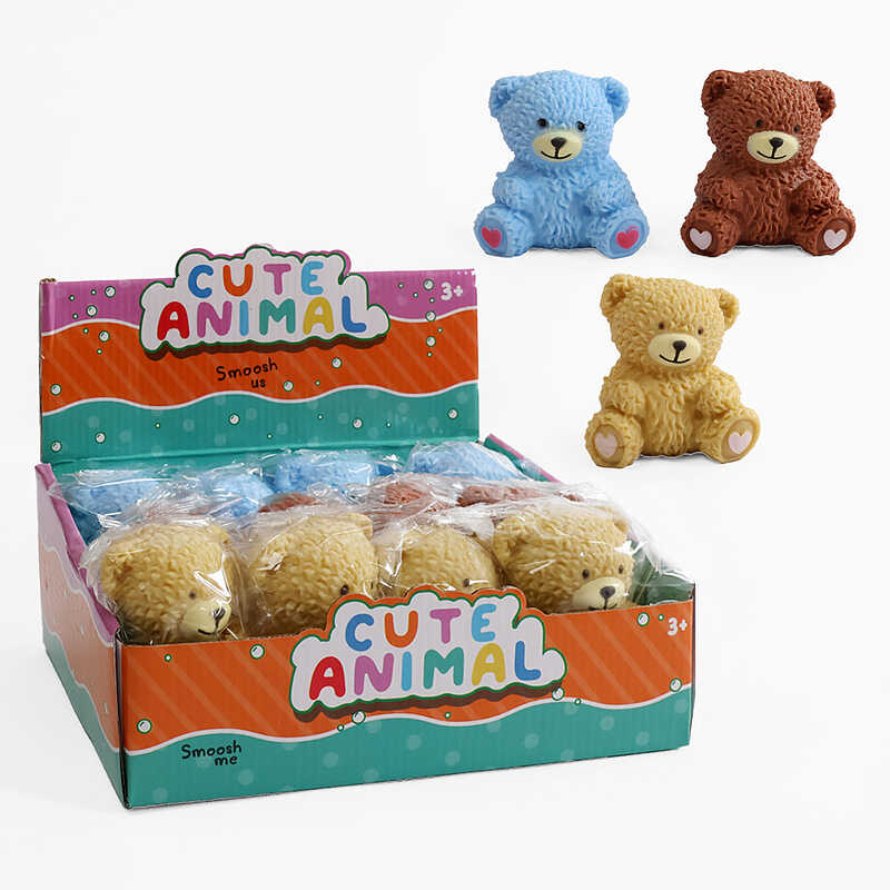 Гра антистрес M 18589 (12) ЦІНА ЗА 12 ШТУК В БЛОЦІ, "Ведмедик", піна в середині, в коробці